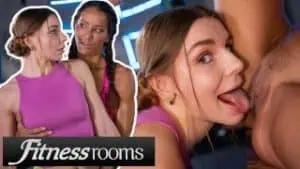 Lesbian Scene: Fitness Rooms MILF Lesbian Angel Dark Fingering Petite Babe Arina Shypussy Licking Orgasm at the Gym