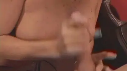 Busty blonde wife gives coworker a handjob and titjob