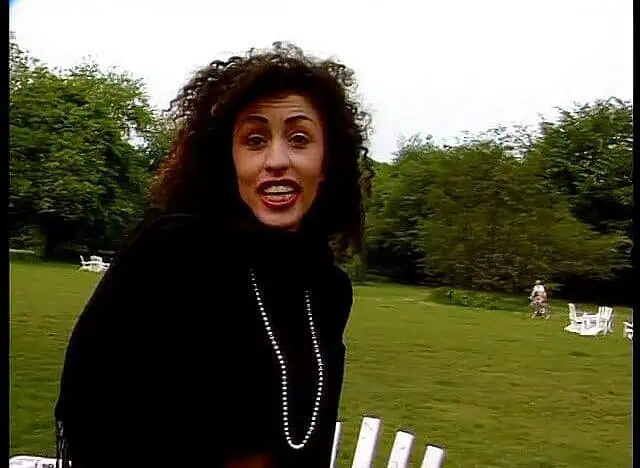 Outdoor interview with a classy brunette