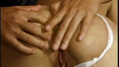 Stockinged brunette anally fucked and jizzed on ass