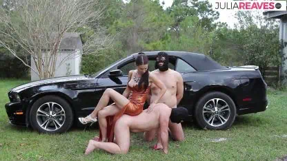 Domina Tames Two Slaves Simultaneously