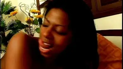 Nasty black bitch takes two hard white cocks at once