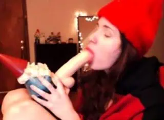 Gnome Blowjob: Funny Amateur Cam Model Uses Sex Toy