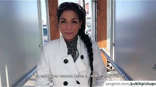 Brunette Nancy flashes her perfect breasts in a parking lot