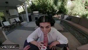 VR Parody: Curvy Princess Leia Rides a Cock to Creampie
