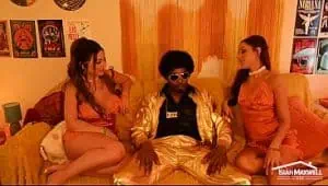 Interracial cosplay threesome set in a 1970s vibe