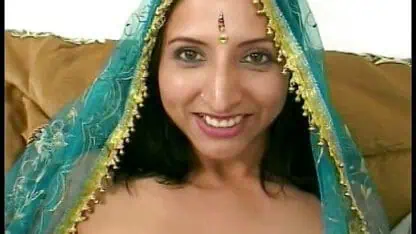 Young Indian chick gets gangbang nailed on the couch