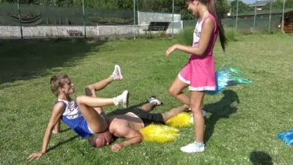 Cheerleader kicking fun!